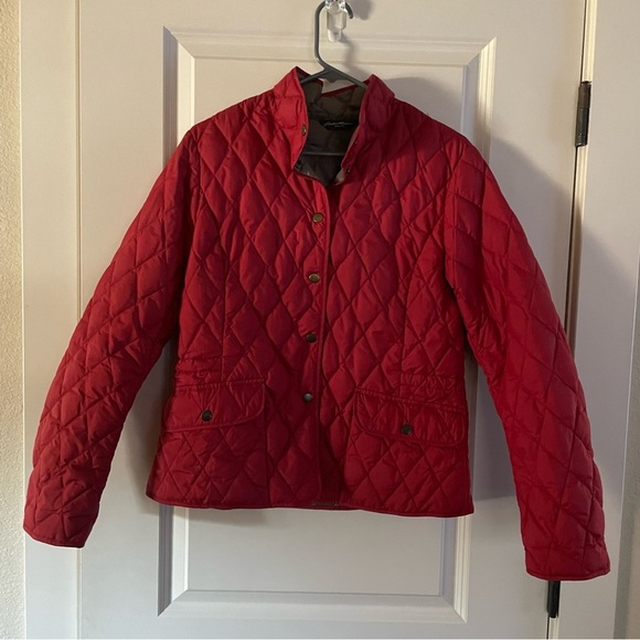 Eddie Bauer Red Quilted Utility Jacket - Picture 2 of 12
